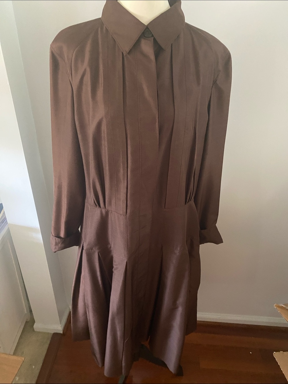 Oscar De La Renta resort 2009 brown button up dress size 16 - Picture 9 of 11